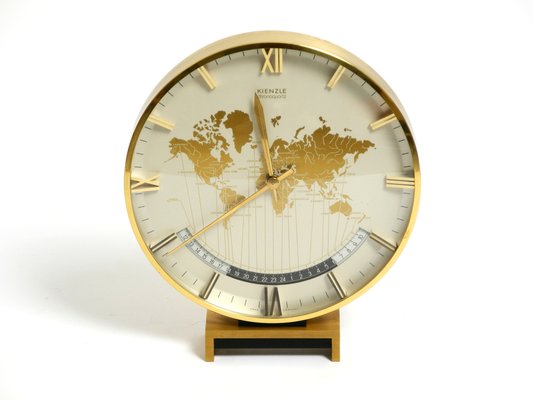 Large Heavy Battery-Operated Brass World Clock by Heinrich Johannes Möller for Kienzle, 1978-RR-2043162