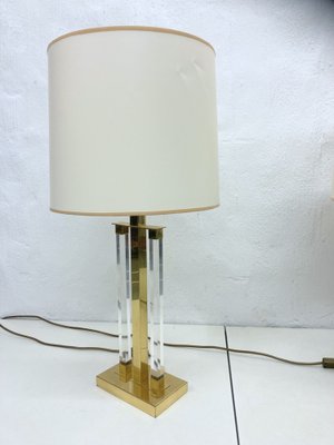 Large Hollywood Regency Table Lamps in Brass & Acrylic, 1970s, Set of 2-AET-1450801