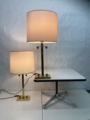 Large Hollywood Regency Table Lamps in Brass & Acrylic, 1970s, Set of 2-AET-1450801