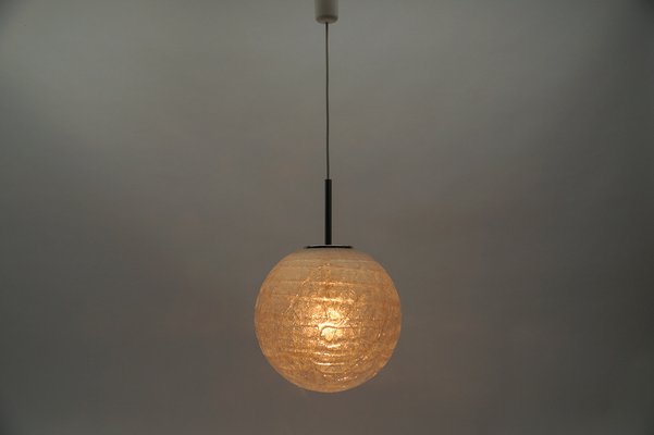 Large Ice Glass Ball Pendant Lamp from Doria, Germany, 1960s-KQB-1742979