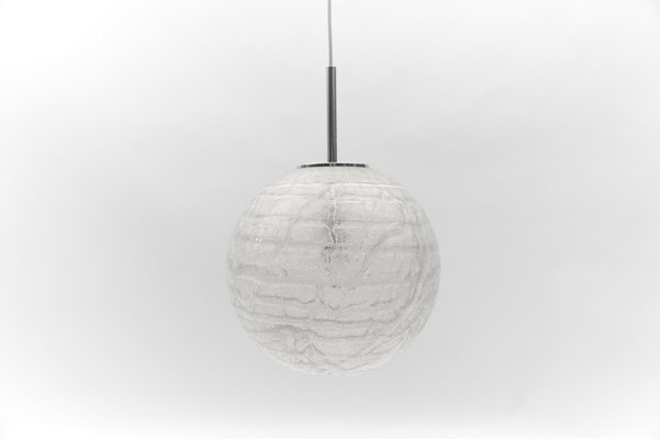 Large Ice Glass Ball Pendant Lamp from Doria, Germany, 1960s-KQB-1742979