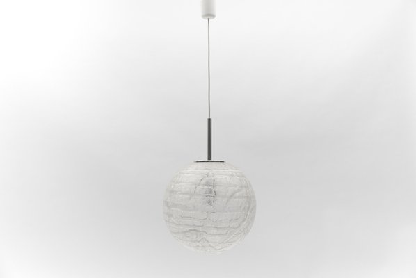 Large Ice Glass Ball Pendant Lamp from Doria, Germany, 1960s-KQB-1742979