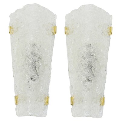 Large Ice Glass Sconces from Hillebrand, Germany, 1960s, Set of 2-UGR-1085293