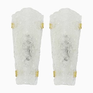 Large Ice Glass Sconces from Hillebrand, Germany, 1960s, Set of 2-UGR-1085293