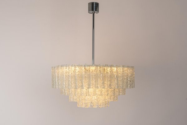 Large Ice Glass Tube Chandelier from Doria, Germany, 1960s-UGR-1260487