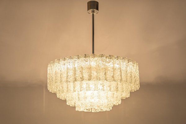 Large Ice Glass Tube Chandelier from Doria, Germany, 1960s-UGR-1260487