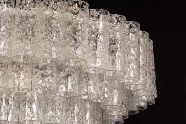 Large Ice Glass Tube Chandelier from Doria Leuchten, Germany, 1960s-UGR-1172953