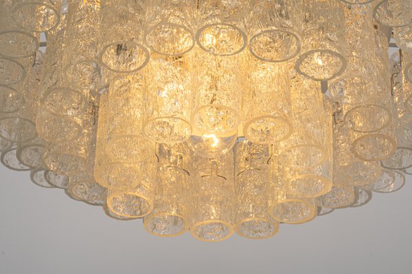 Large Ice Glass Tube Chandelier from Doria Leuchten, Germany, 1960s-UGR-1172953