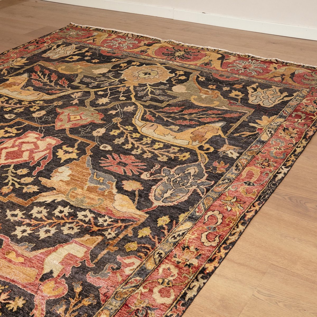 Large Indian Hand-Knotted Wool Rug, 2013