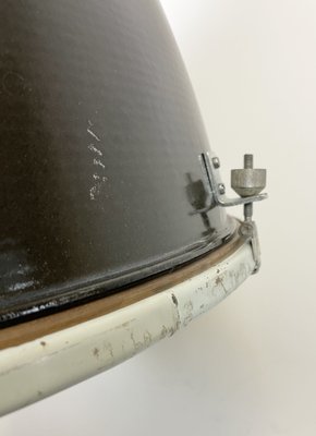 Large Industrial Black Enamel Factory Ceiling Lamp with Glass Cover from Elektrosvit, 1960s-CGF-1233925