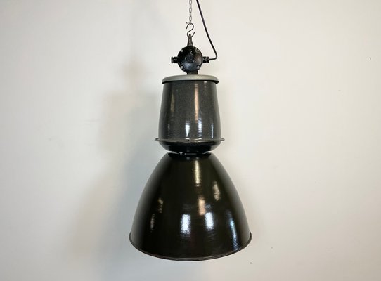 Large Industrial Black Enamel Lamp from Elektrosvit, 1960s-CGF-1057221