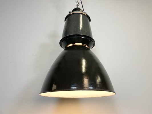 Large Industrial Black Enamel Lamp from Elektrosvit, 1960s-CGF-1057221