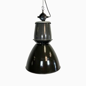 Large Industrial Black Enamel Lamp from Elektrosvit, 1960s-CGF-1057221