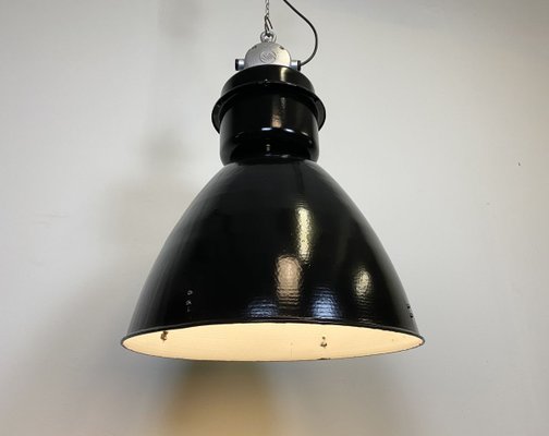 Large Industrial Black Factory Lamp from Elektrosvit, 1960s-CGF-933397