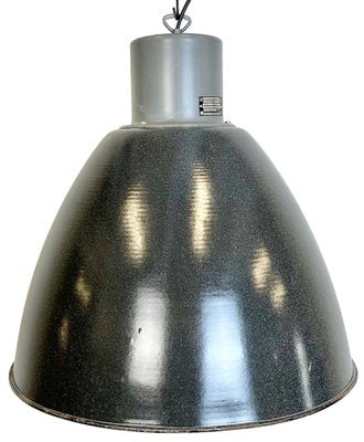 Large Industrial Dark Grey Enamel Factory Lamp from Elektrosvit, 1960s-CGF-1733965