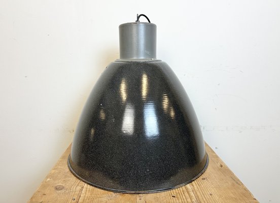 Large Industrial Dark Grey Enamel Factory Lamp from Elektrosvit, 1960s-CGF-1733965