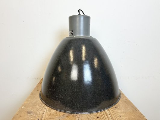 Large Industrial Dark Grey Enamel Factory Lamp from Elektrosvit, 1960s-CGF-1733965