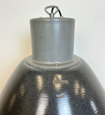 Large Industrial Dark Grey Enamel Factory Lamp from Elektrosvit, 1960s-CGF-1733965