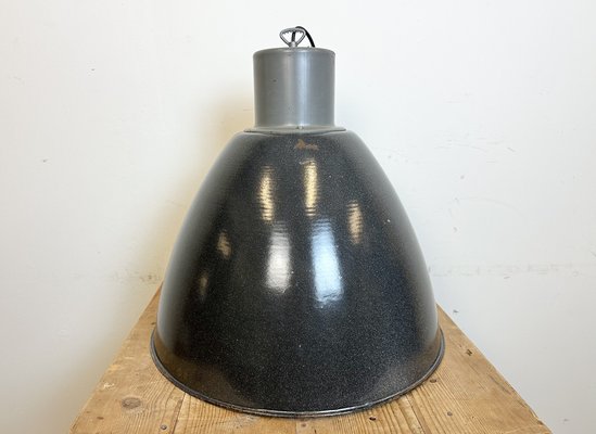 Large Industrial Dark Grey Enamel Factory Lamp from Elektrosvit, 1960s-CGF-1733965