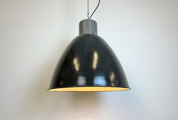 Large Industrial Dark Grey Enamel Factory Lamp from Elektrosvit, 1960s-CGF-1733965