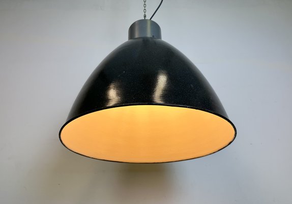 Large Industrial Dark Grey Enamel Factory Lamp from Elektrosvit, 1960s-CGF-1733965