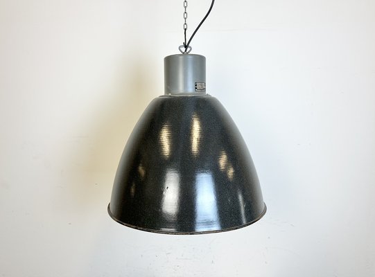 Large Industrial Dark Grey Enamel Factory Lamp from Elektrosvit, 1960s-CGF-1733965