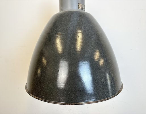 Large Industrial Dark Grey Enamel Factory Lamp from Elektrosvit, 1960s-CGF-1733965