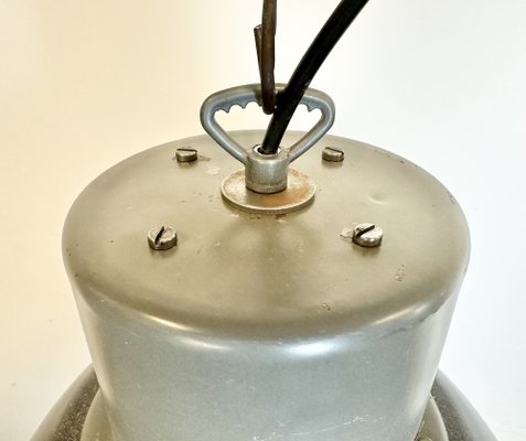 Large Industrial Dark Grey Enamel Factory Lamp from Elektrosvit, 1960s-CGF-1733965