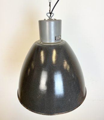 Large Industrial Dark Grey Enamel Factory Lamp from Elektrosvit, 1960s-CGF-1733965