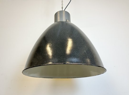 Large Industrial Dark Grey Enamel Factory Lamp from Elektrosvit, 1960s-CGF-1733965