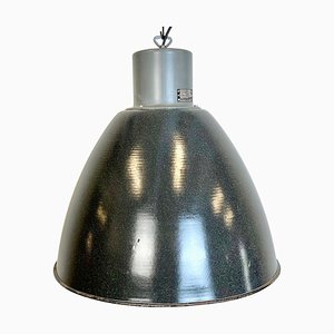 Large Industrial Dark Grey Enamel Factory Lamp from Elektrosvit, 1960s-CGF-1733965