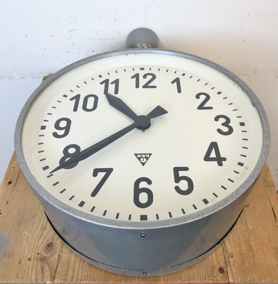 Large Industrial Double Sided Railway or Factory Clock from Pragotron, 1950s-CGF-1767437