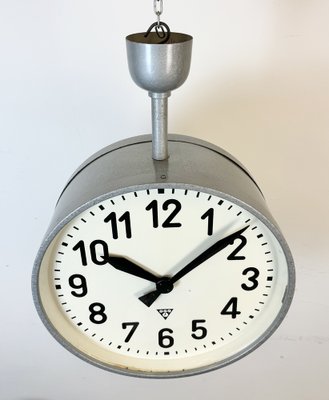 Large Industrial Double Sided Railway or Factory Clock from Pragotron, 1950s-CGF-1767437