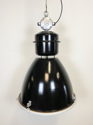 Large Industrial Factory Lamp in Black with Clear Glass Cover from Elektrosvit, 1960s-CGF-986325