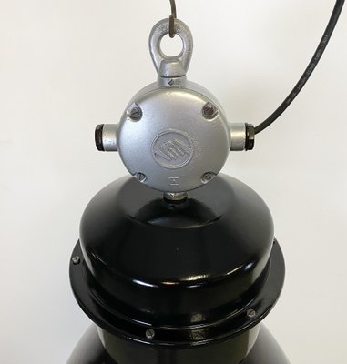 Large Industrial Factory Lamp in Black with Clear Glass Cover from Elektrosvit, 1960s-CGF-986325