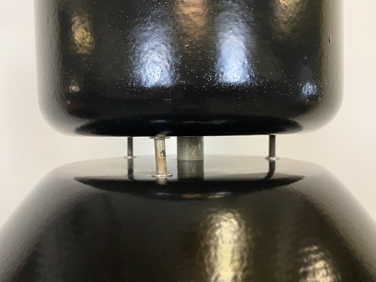 Large Industrial Factory Lamp in Black with Clear Glass Cover from Elektrosvit, 1960s-CGF-986325