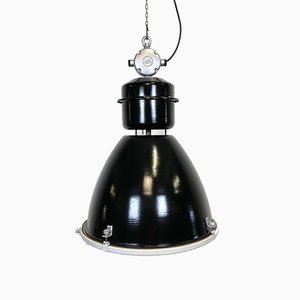 Large Industrial Factory Lamp in Black with Clear Glass Cover from Elektrosvit, 1960s-CGF-986325