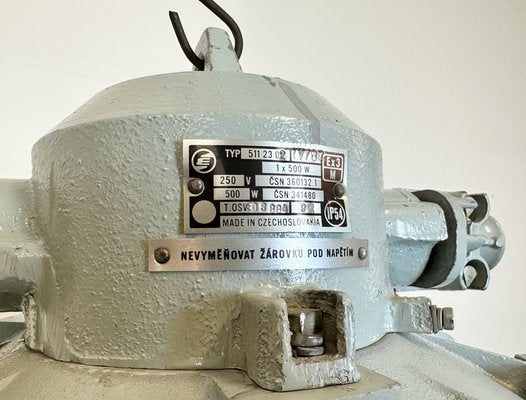 Large Industrial Grey Bunker Light with Iron Cage from Elektrosvit, 1970s-CGF-1731836