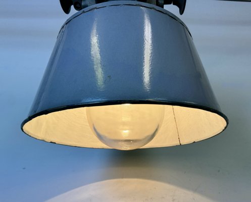 Large Industrial Grey Enamel and Cast Iron Pendant Light from Elektrosvit, 1960s-CGF-1792230