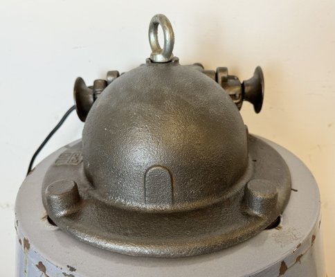 Large Industrial Grey Enamel and Cast Iron Pendant Light from Elektrosvit, 1960s-CGF-1792230