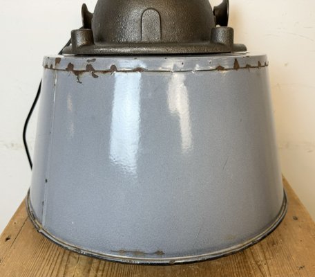 Large Industrial Grey Enamel and Cast Iron Pendant Light from Elektrosvit, 1960s-CGF-1792230