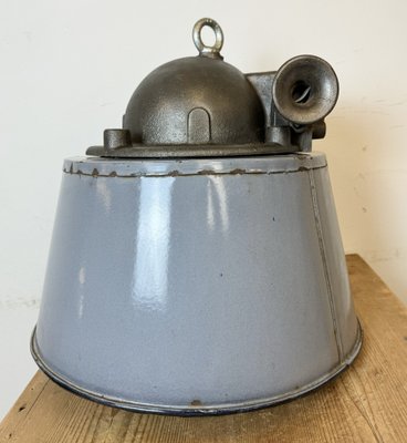 Large Industrial Grey Enamel and Cast Iron Pendant Light from Elektrosvit, 1960s-CGF-1792230