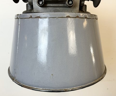 Large Industrial Grey Enamel and Cast Iron Pendant Light from Elektrosvit, 1960s-CGF-1792230