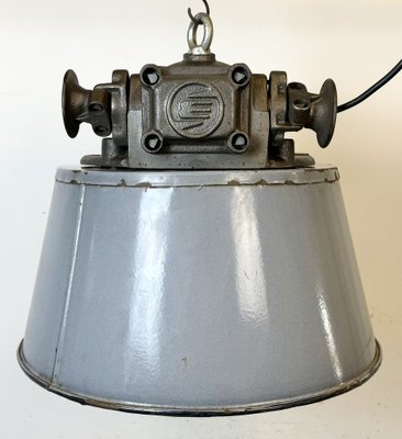 Large Industrial Grey Enamel and Cast Iron Pendant Light from Elektrosvit, 1960s-CGF-1792230