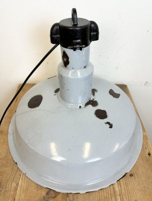 Large Industrial Grey Enamel Factory Lamp, 1950s-CGF-1731828