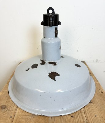 Large Industrial Grey Enamel Factory Lamp, 1950s-CGF-1731828