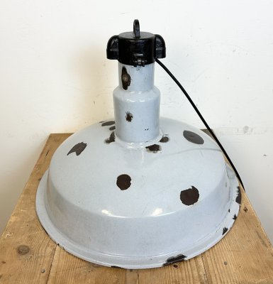 Large Industrial Grey Enamel Factory Lamp, 1950s-CGF-1731828