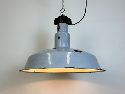 Large Industrial Grey Enamel Factory Lamp, 1950s-CGF-1731828