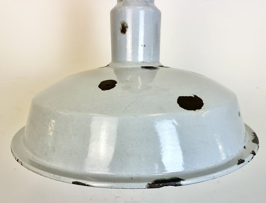 Large Industrial Grey Enamel Factory Lamp, 1950s-CGF-1731828