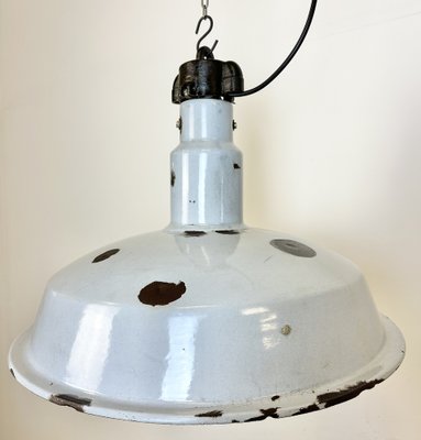 Large Industrial Grey Enamel Factory Lamp, 1950s-CGF-1731828